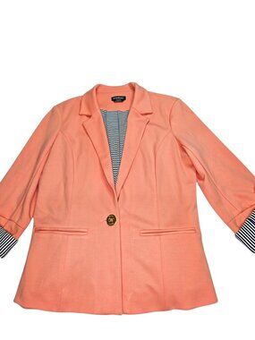 Bebe Blazer Orange Size M Striped Cuff Lightweight Tailored